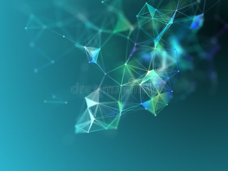 3D modern tech background with low poly plexus design royalty free illustration