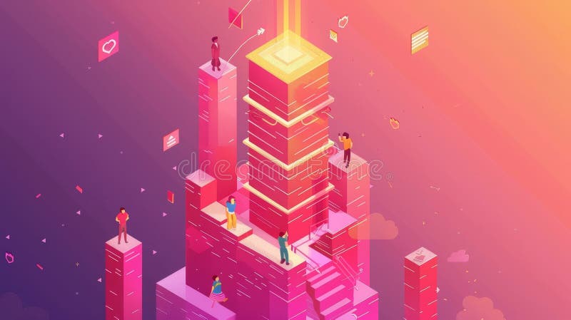 A 3D modern web banner illustrating a code of conduct isometric landing page. The concept shows tiny office people at royalty free stock photography