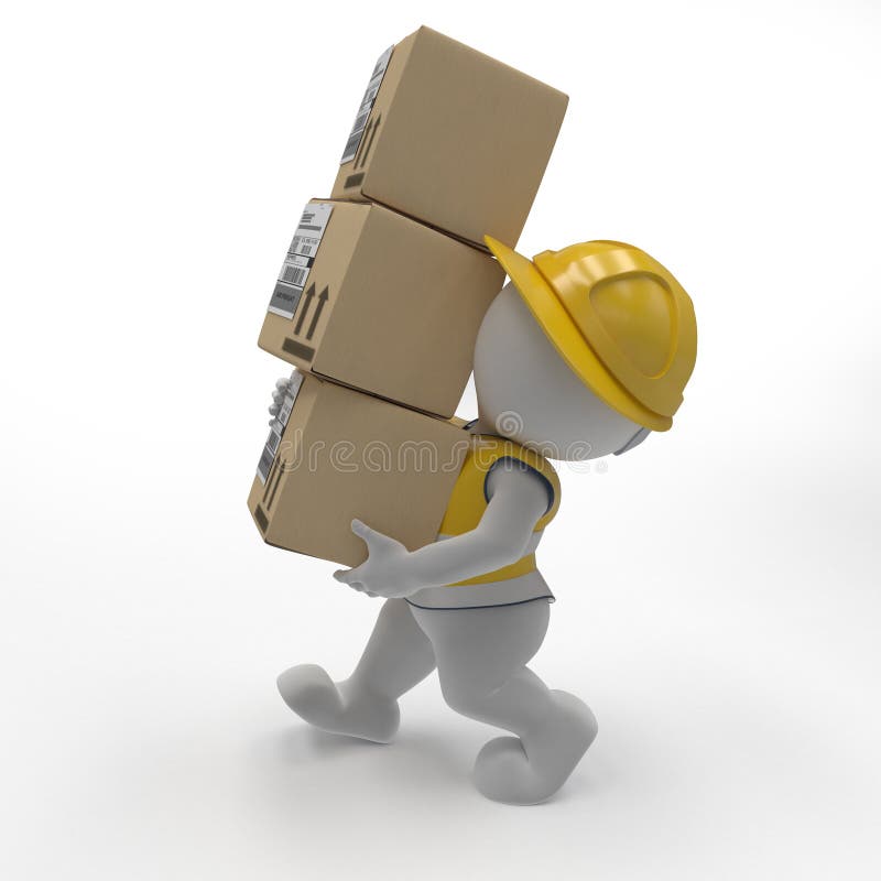 3D Render of Morph Man Builder carrying boxes. 3D Render of Morph Man Builder carrying boxes