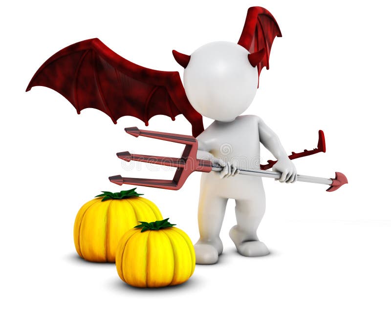 3D Render of Morph Man Daemon with pumpkins. 3D Render of Morph Man Daemon with pumpkins