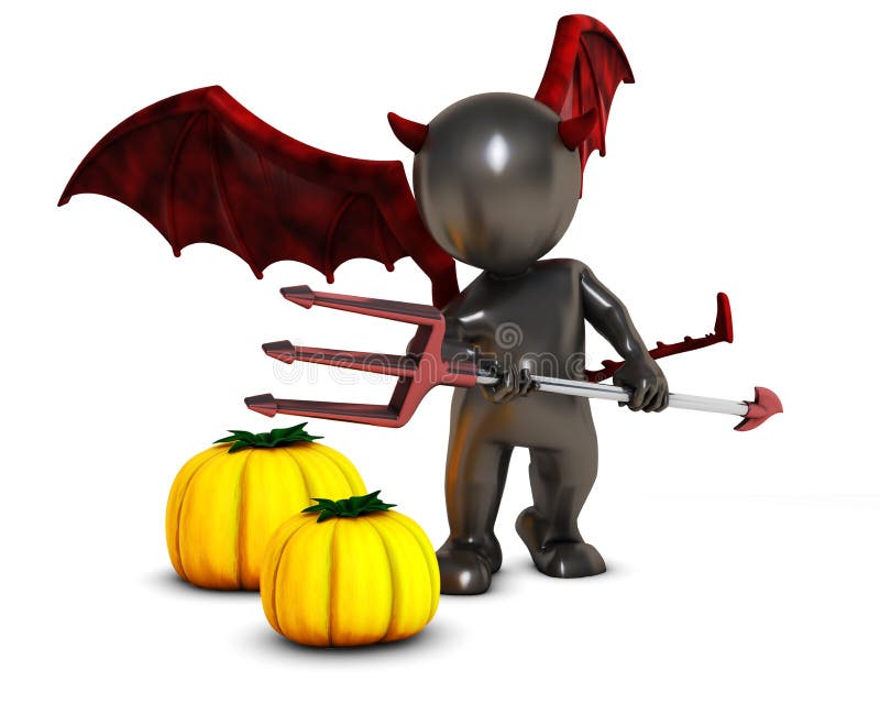 3D Render of Morph Man Daemon with pumpkins. 3D Render of Morph Man Daemon with pumpkins