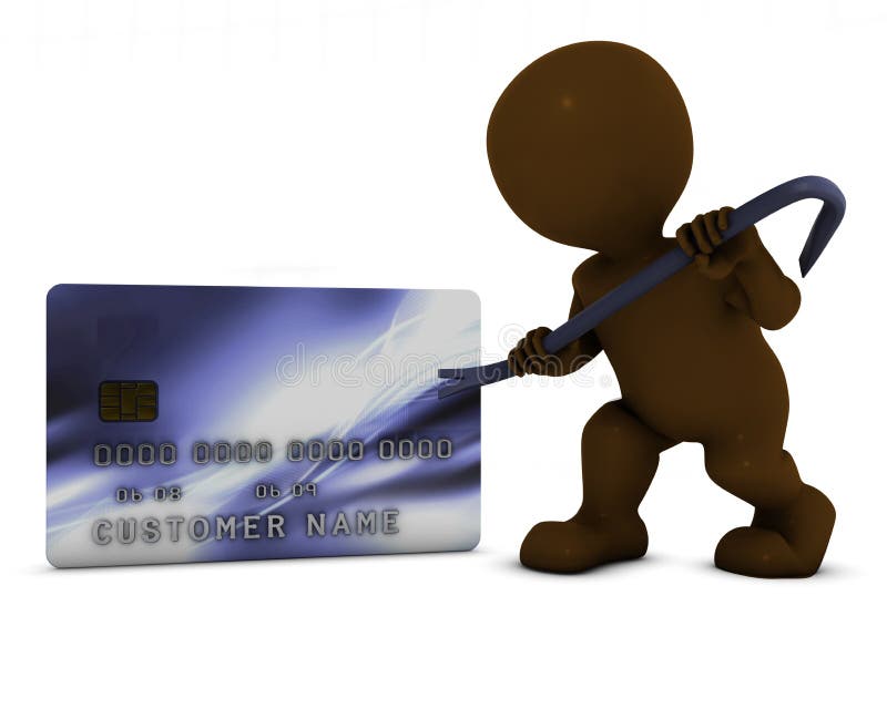 3D Render of Morph Man and credit theft. 3D Render of Morph Man and credit theft