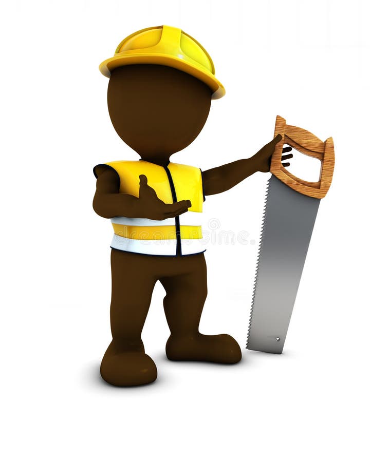 3D Render of Morph Man Builder with saw. 3D Render of Morph Man Builder with saw