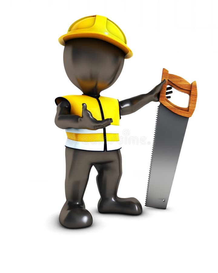 3D Render of Morph Man Builder with saw. 3D Render of Morph Man Builder with saw