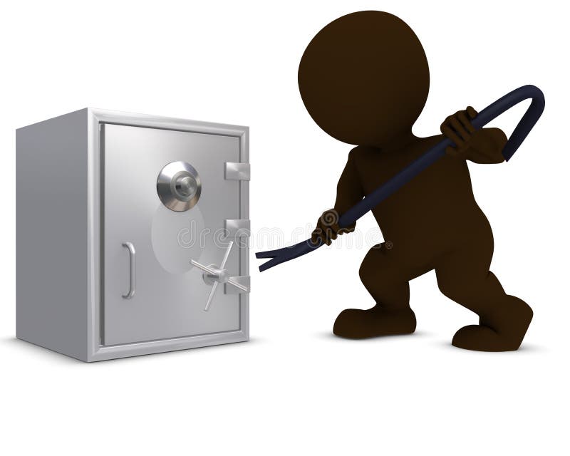 3D Render of Morph Man breaking into a safe. 3D Render of Morph Man breaking into a safe