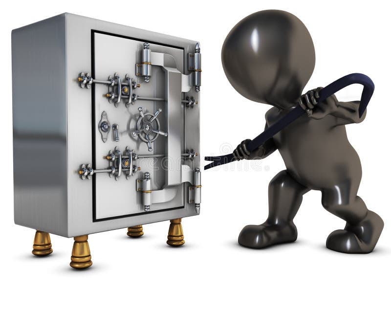 3D Render of Morph Man breaking into a safe. 3D Render of Morph Man breaking into a safe