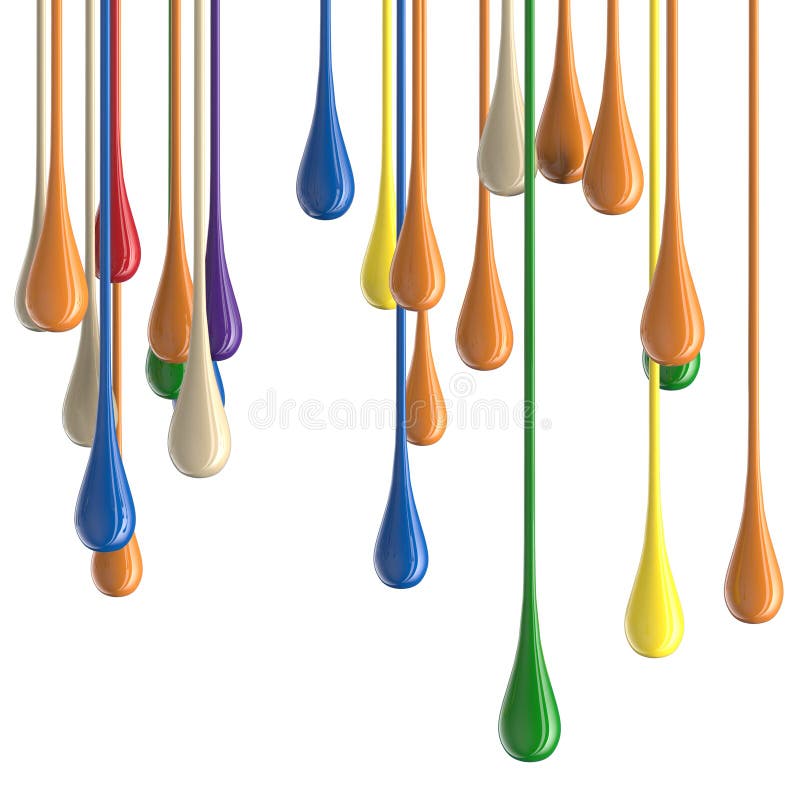 3D Multicolor Colorful Glossy Paint Drop Blobs Stock Illustration ...