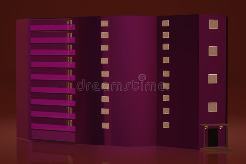 3d multistory building dark red stock illustration