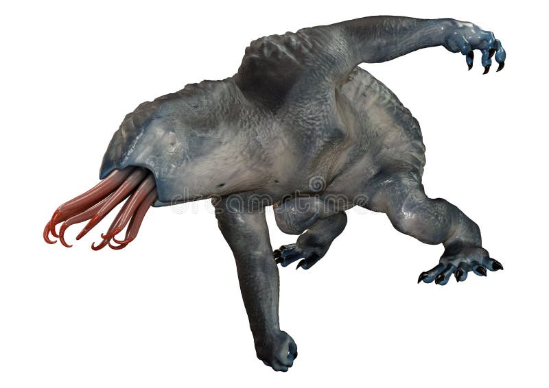 3d niebieski cudzoziemiec na biało ilustracji