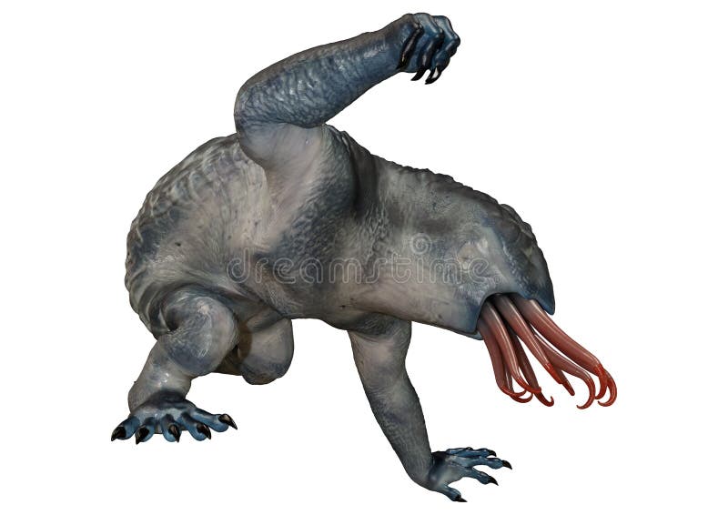 3d niebieski cudzoziemiec na biało ilustracji