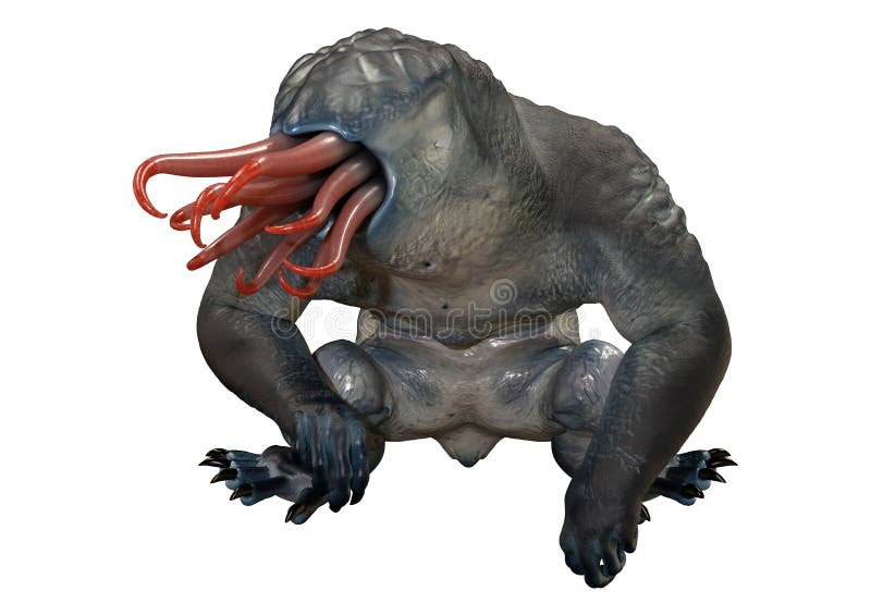 3d niebieski cudzoziemiec na biało ilustracja wektor