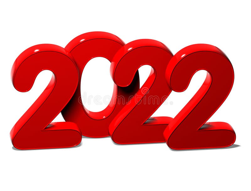 3D Nouvelle Ann e Rouge 2022  Sur Le Fond Blanc 