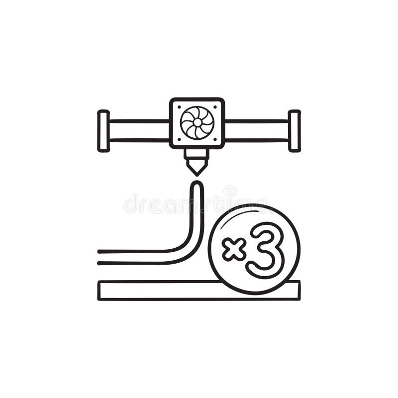 3D nozzle konturu doodle drukowa ręka rysująca ikona ilustracji 3D nozzle konturu doodle drukowa ręka rysująca ikona ilustracji