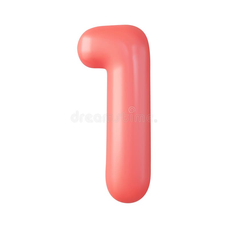 3d Number 1. One Number sign red color.