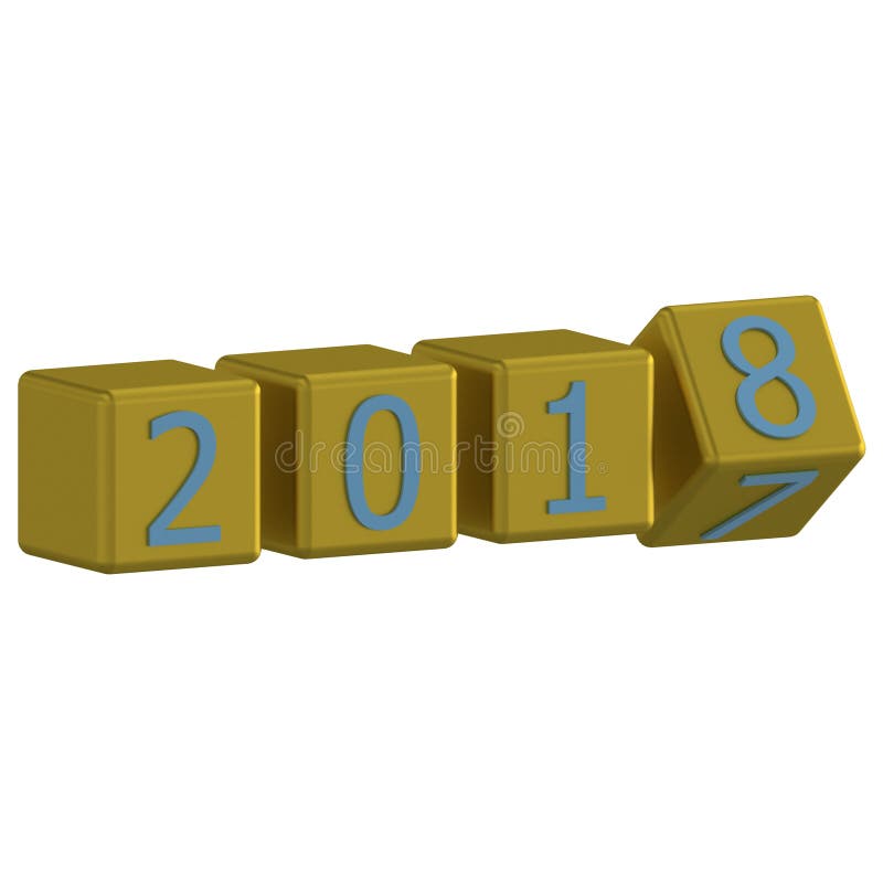 3D object render cubic New Year 2018 background stock illustration