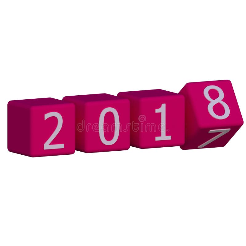 3D object render cubic New Year 2018 background royalty free illustration