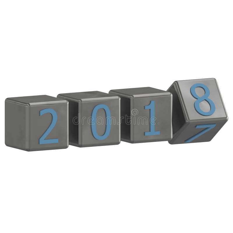 3D object render cubic New Year 2018 background vector illustration