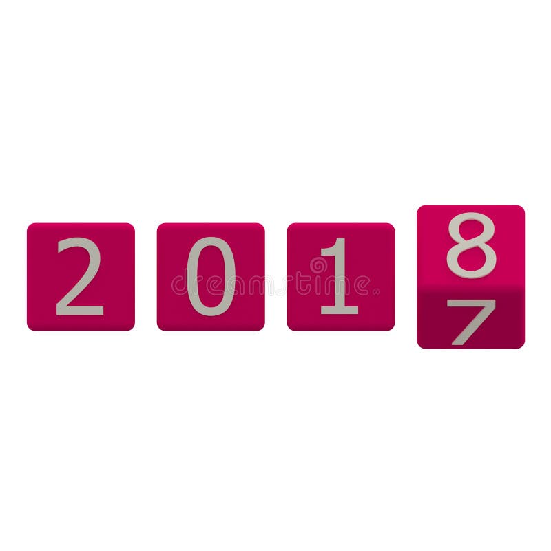 3D object render cubic New Year 2018 background stock illustration