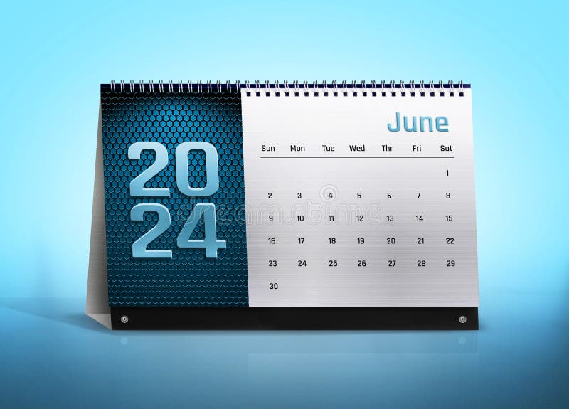 3D Object shot of June 2024 Pop-up Tent Calendar cutout on blue background with copyspace. 3D Object shot of June 2024 Pop-up Tent Calendar cutout on blue background with copyspace.