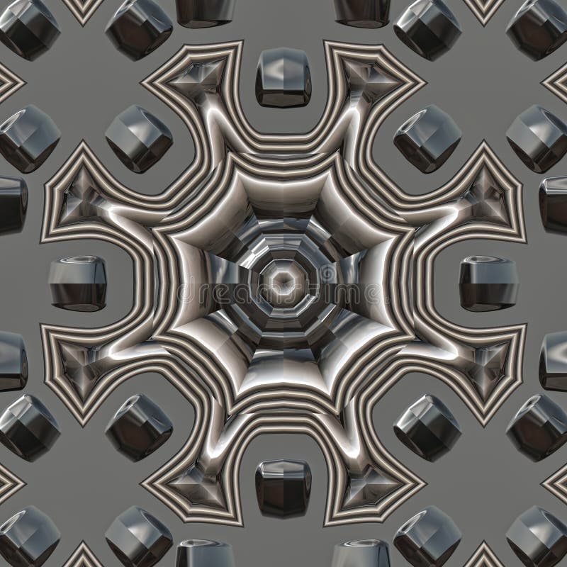 3d octagonal metallic surface geometric fractal pattern vector illustration