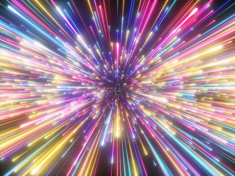 3d odpłacają się, kolorowi fajerwerki, duży uderzenie, galaxy, abstrakcjonistyczny pozaziemski tło, niebiański, piękno wszechświa ilustracji