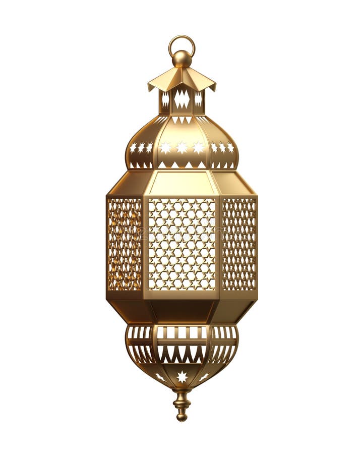 3d odpłacają się, złoty lampion, magiczna lampa, plemienna arabska dekoracja, arabeskowy projekt, cyfrowa ilustracja, odizolowywa royalty ilustracja