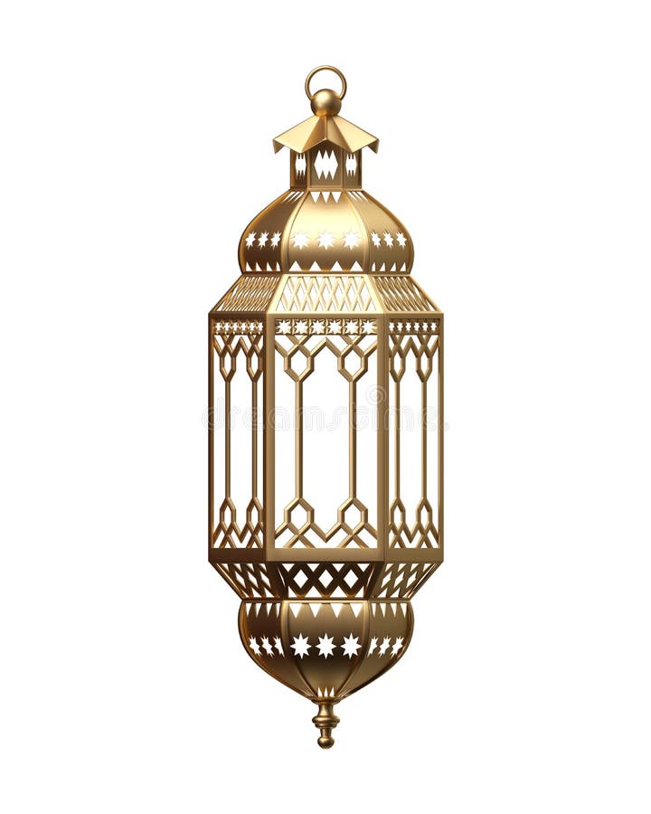3d odpłacają się, złoty lampion, magiczna lampa, plemienna arabska dekoracja, arabeskowy projekt, cyfrowa ilustracja, odizolowywa ilustracji