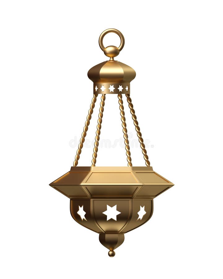 3d odpłacają się, złoty lampion, magiczna lampa, plemienna arabska dekoracja, arabeskowy projekt, cyfrowa ilustracja, odizolowywa ilustracja wektor
