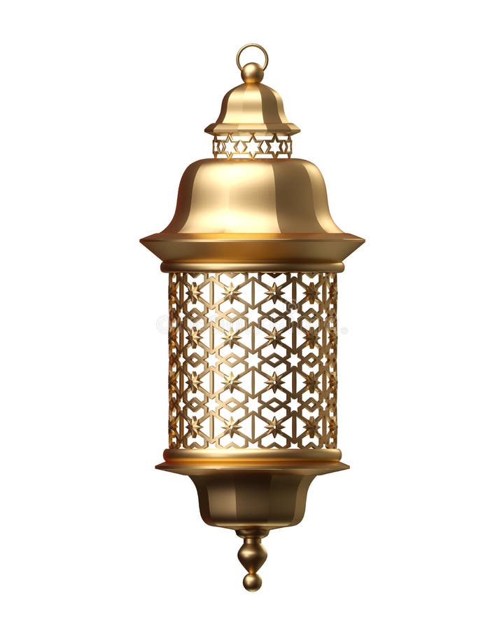 3d odpłacają się, złoty lampion, magiczna lampa, plemienna arabska dekoracja, arabeskowy projekt, cyfrowa ilustracja, odizolowywa ilustracji