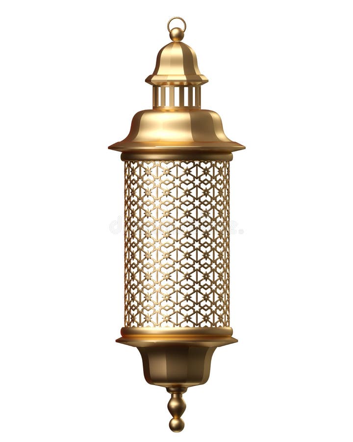 3d odpłacają się, złoty lampion, magiczna lampa, plemienna arabska dekoracja, arabeskowy projekt, Ramadan Kareem, odizolowywający royalty ilustracja