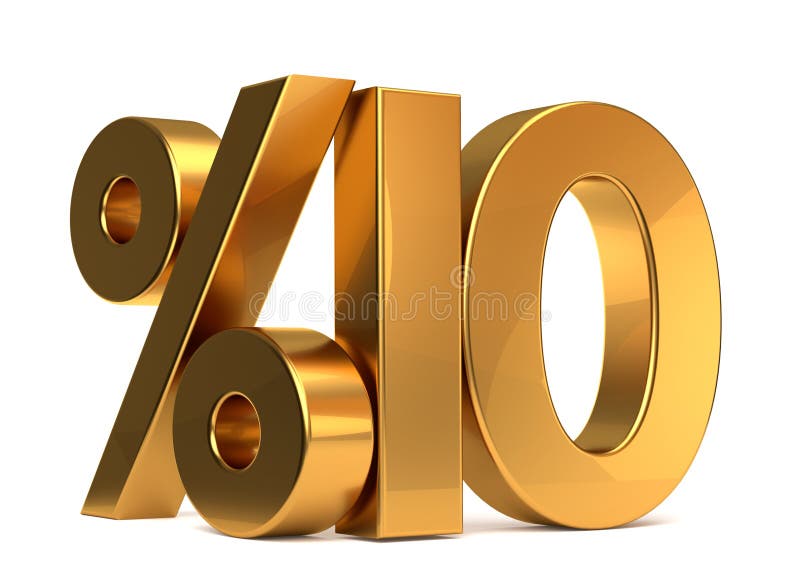 %10 3d odpłaca się złotego symbol royalty ilustracja