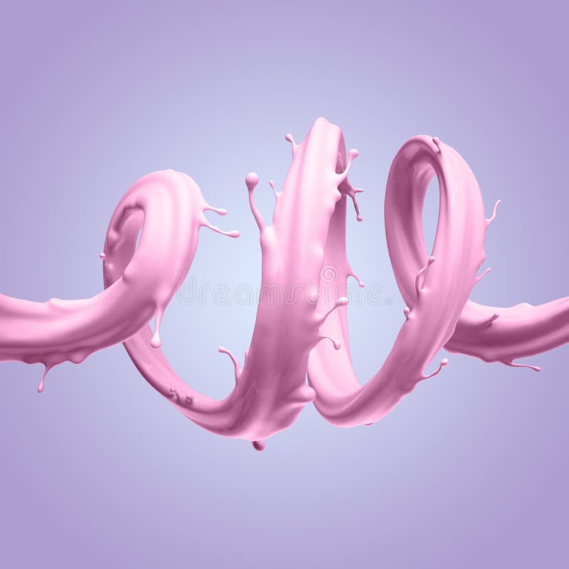 3d odpłacają się, różowią, kręconego chełbotanie strumienia odizolowywającego na fiołkowym tle, ciekły pluśnięcie, abstrakcjonist ilustracji