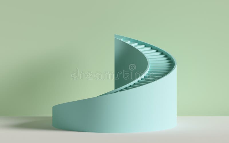3d odpłacają się, ślimakowaci schodki, kroki, butla, abstrakcjonistyczny tło w pastelowych kolorach, minimalna scena ilustracja wektor