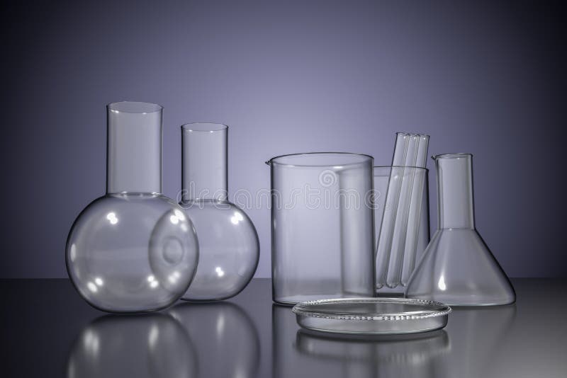 3D odpłacał się ilustrację pusty chemiczny laborancki glassware ilustracja wektor