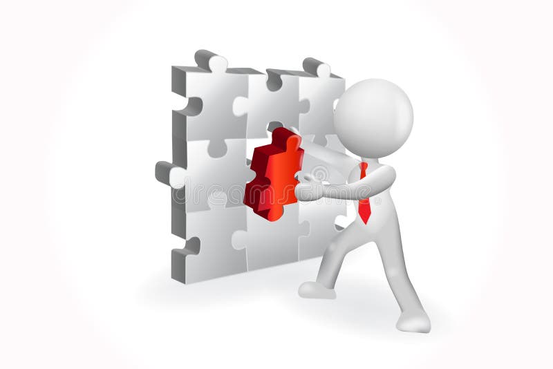 3d om care termină o imagine vectorială a siglei unui puzzle vector illustration