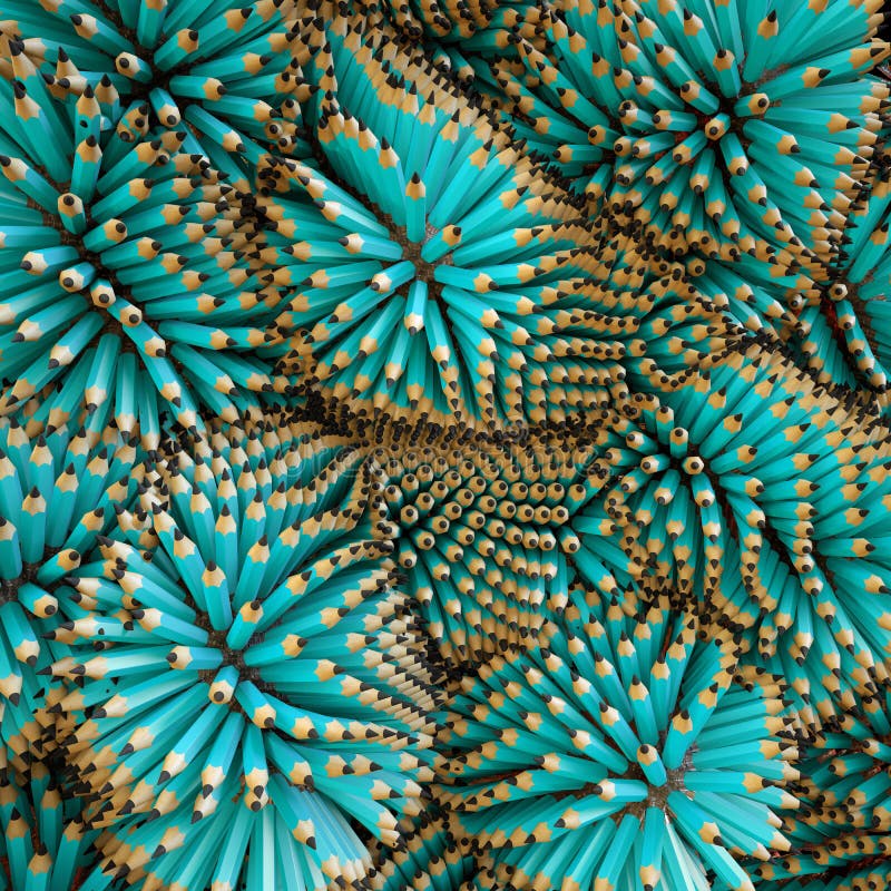 3d optical illusion, pencils background, abstract digital illust vector illustration