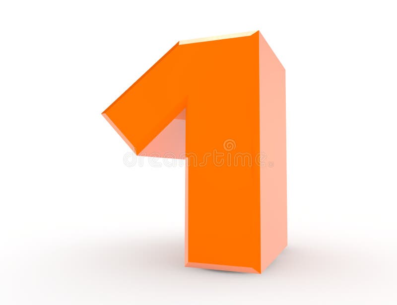 3d Orange Number 1 Isolated on White Background 3d Rendering Stock