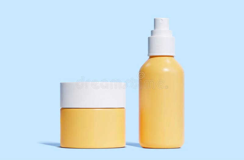 3d orange plastic jar and bottle stock illustration