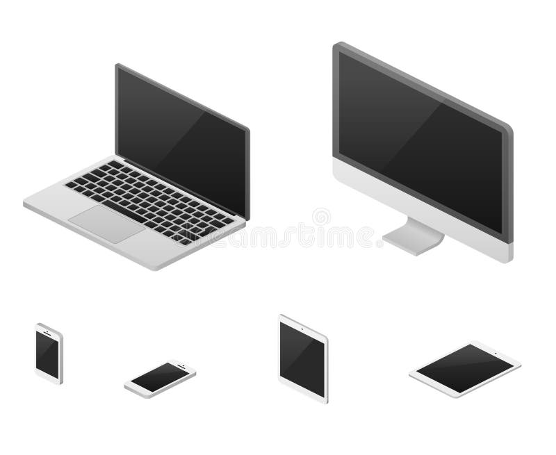 3d ordenador portátil isométrico, tableta, smartphone, elementos responsivos del vector del diseño web de la pantalla de ordenado ilustración del vector 3d ordenador portátil isométrico, tableta, smartphone, elementos responsivos del vector del diseño web de la pantalla de ordenado ilustración del vector