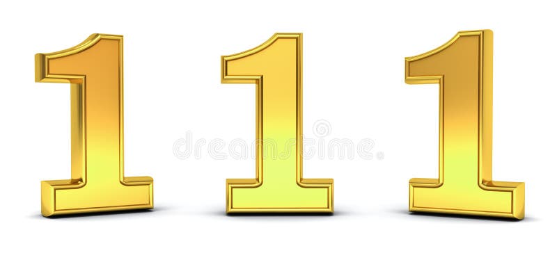 3D oro número uno, 1, con tres ángulos de distinta vista aislados en blanco ilustración del vector 3D oro número uno, 1, con tres ángulos de distinta vista aislados en blanco ilustración del vector