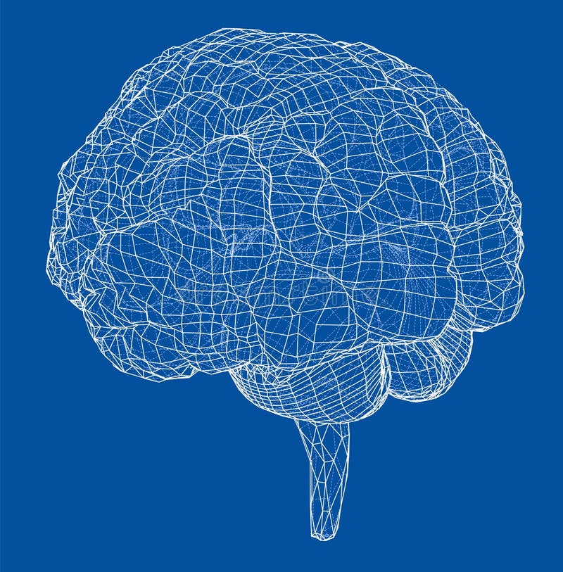 Download 3D Outline Brain. Vector Rendering Of 3d Stock Vector ...