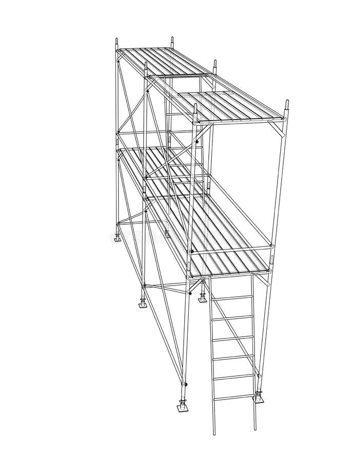 Download 3D Outline Scaffold. Vector Rendering Of 3d Stock Vector - Illustration of industrial, blueprint ...