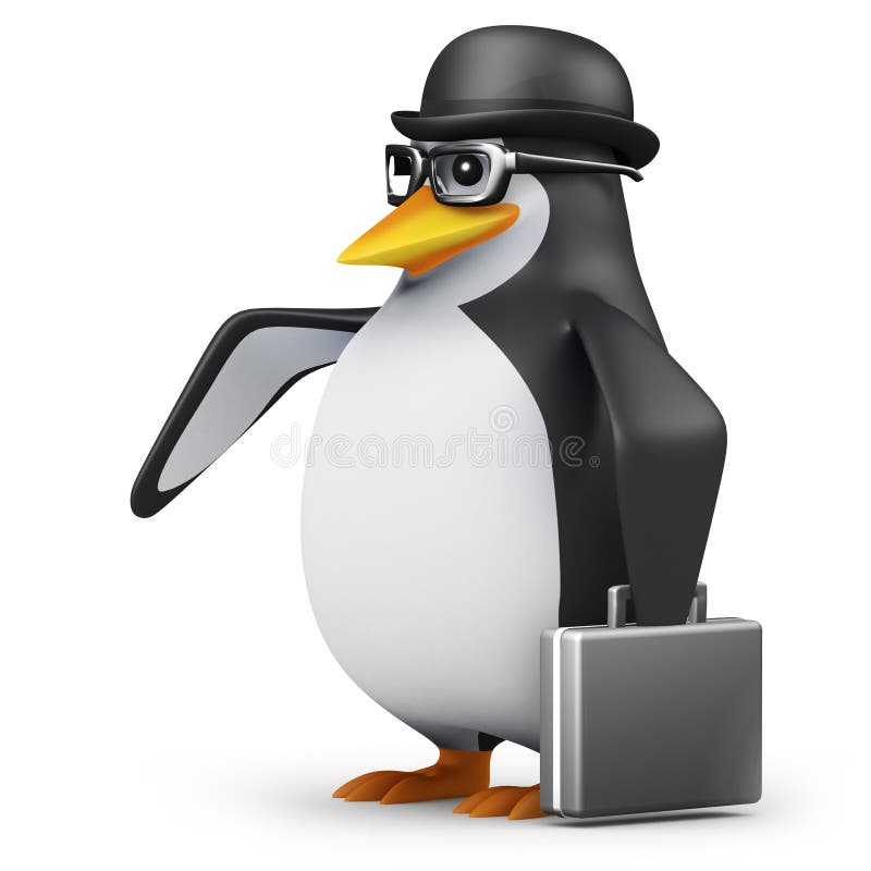 3d Penguin Dressed for Business with Briefcase Stock Illustration Illustration of isolated