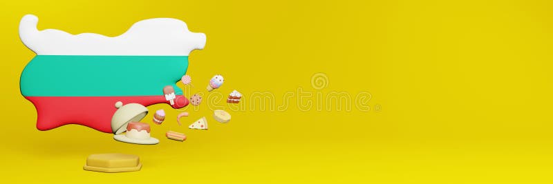 3d pentru afișarea datelor privind consumul de alimente în țara bulgară vector illustration