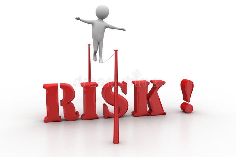 3d People - Men, Person Walking On The Wire. Risk Stock Illustration