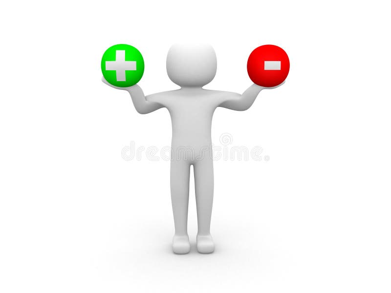 3d People Person And Sign Plus Or Minus Stock Illustration Illustration Of Character Option