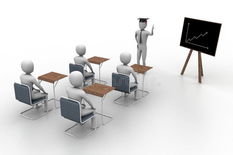 3d people studying vector illustration