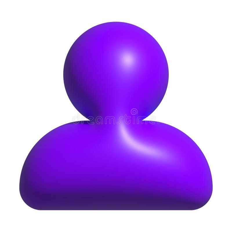 3D Person Icon, Purple Person Buttons for Emoji Icon Stock Illustration