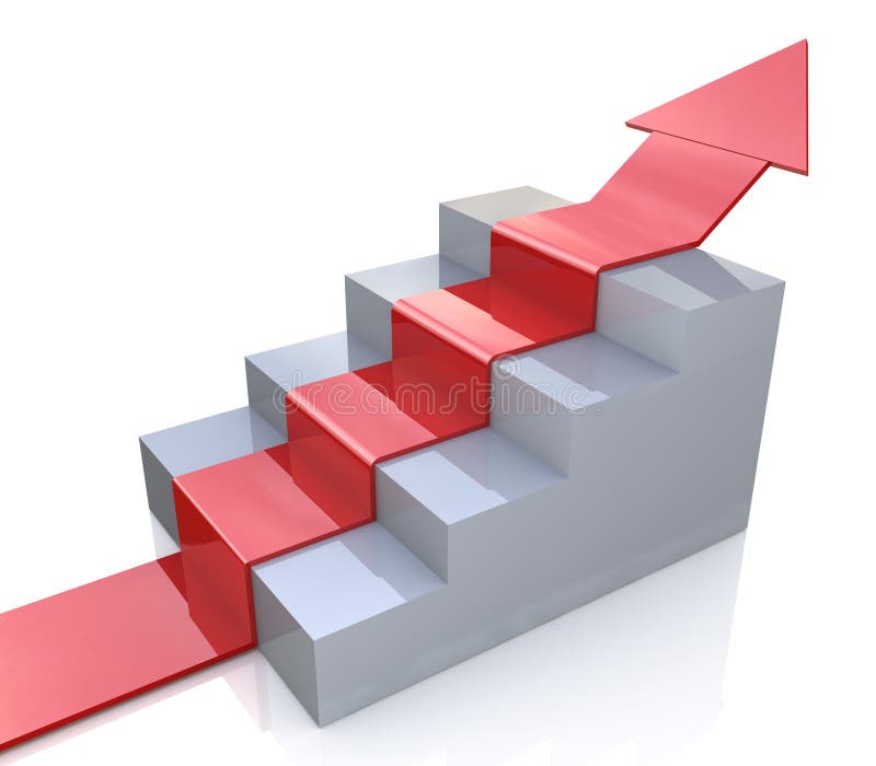 3D-pijl op een trap royalty-vrije illustratie