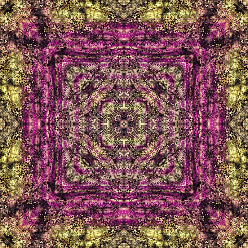 3d pink golden kaleidoscopic fractal pattern royalty free illustration